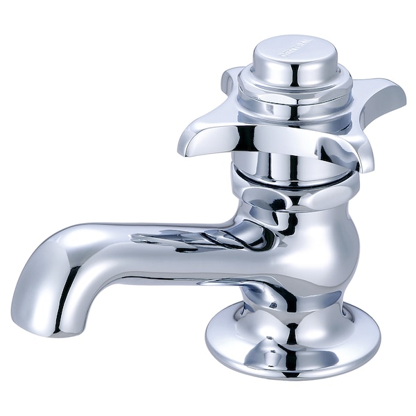 Self-Close Single Handle Basin Faucet, NPSM, Single Hole, Chrome, Handle Style: Cross